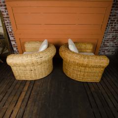 A pair of Ralph Lauren Home Polo Collection Woven Rattan armchairs late 20th C - 2170058