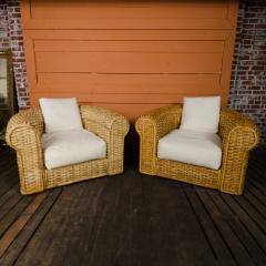 A pair of Ralph Lauren Home Polo Collection Woven Rattan armchairs late 20th C - 2170060