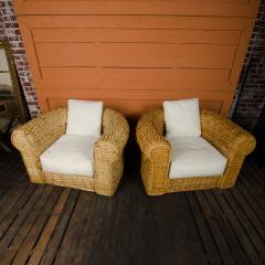 A pair of Ralph Lauren Home Polo Collection Woven Rattan armchairs late 20th C - 2170061