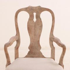 A pair of Swedish Rococo carved and whitewashed walnut armchairs 18th C  - 3957989