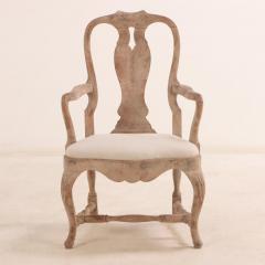 A pair of Swedish Rococo carved and whitewashed walnut armchairs 18th C  - 3957990