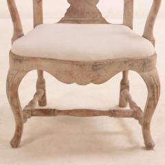 A pair of Swedish Rococo carved and whitewashed walnut armchairs 18th C  - 3957991