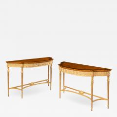 A pair of Victorian Hepplewhite style satinwood console tables - 1515099