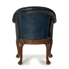 A pair of Victorian blue leather and walnut tub chairs - 3235273