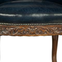 A pair of Victorian blue leather and walnut tub chairs - 3235275