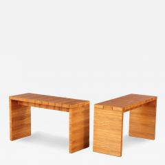 A pair of bleached mahogany console tables C 1980  - 4226860