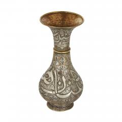 A pair of brass Syrian Mamluk revival vases with silver and copper inlay - 2750995