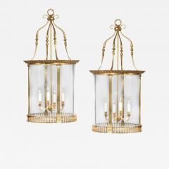 A pair of brass drum lanterns in the style of Lutyens - 3931103