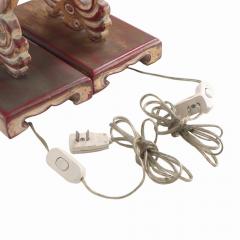 A pair of carved table lamps in the manner of James Mont C 1950  - 4103482