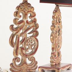 A pair of carved table lamps in the manner of James Mont C 1950  - 4103484