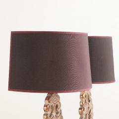 A pair of carved table lamps in the manner of James Mont C 1950  - 4103486