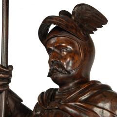 A pair of carved walnut mediaeval knights - 3314868