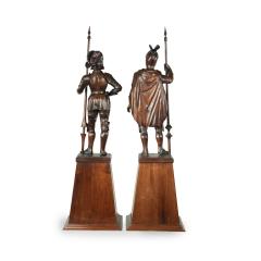 A pair of carved walnut mediaeval knights - 3314874