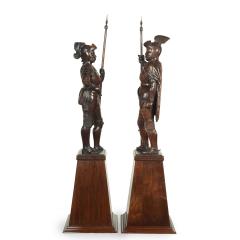 A pair of carved walnut mediaeval knights - 3314875