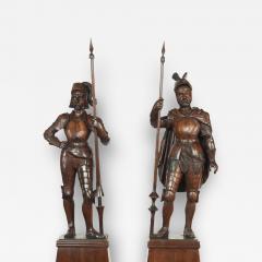 A pair of carved walnut mediaeval knights - 3316280