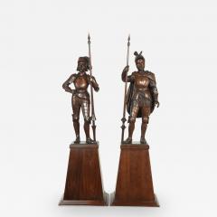 A pair of carved walnut mediaeval knights - 3316342