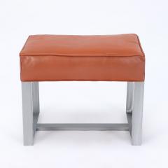 A pair of chrome and leather covered benches or small stools Contemporary - 2349933