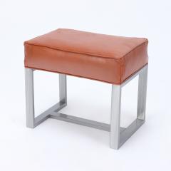 A pair of chrome and leather covered benches or small stools Contemporary - 2349934
