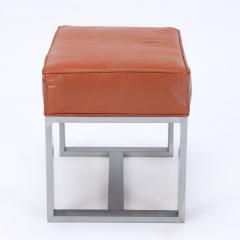 A pair of chrome and leather covered benches or small stools Contemporary - 2349937