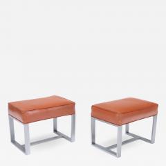 A pair of chrome and leather covered benches or small stools Contemporary - 2352284