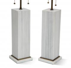 A pair of column shaped lamps Silk Georgette marble  - 1939625
