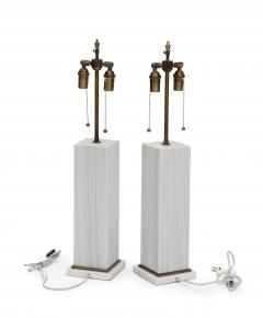 A pair of column shaped lamps Silk Georgette marble  - 1939627
