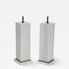 A pair of column shaped lamps Silk Georgette marble  - 1940515