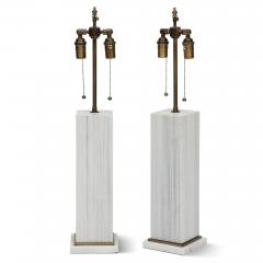 A pair of column shaped lamps Silk Georgette marble Contemporary  - 2644413