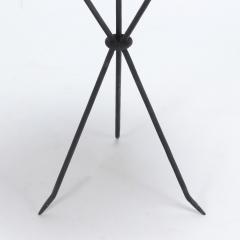 A pair of contemporary wrought iron drink tables with rosewood tops  - 2957585