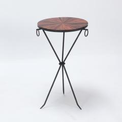 A pair of contemporary wrought iron drink tables with rosewood tops  - 2957587