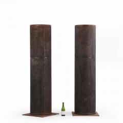 A pair of dimpled iron industrial tubes fitted as lamps  - 4226202