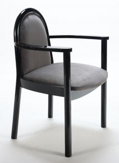 A pair of ebonized Italian armchairs circa 1980 with new fabric  - 3451686