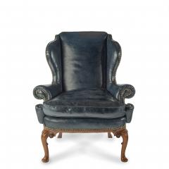 A pair of generous George I style walnut wing arm chairs - 3745947