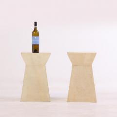 A pair of geometric parchment covered drinks tables  - 4292482