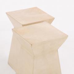 A pair of geometric parchment covered drinks tables  - 4292483