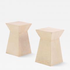 A pair of geometric parchment covered drinks tables  - 4296825
