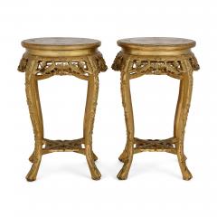 A pair of giltwood and marble inlay stands - 2776176