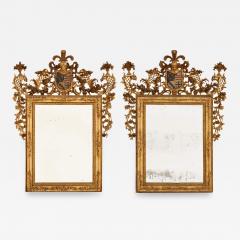 A pair of giltwood and polychrome decorated antique Italian mirrors - 2778551