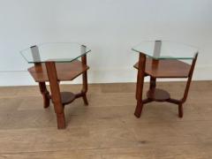 A pair of glass toped walnut side tables british c 1930 - 1806730