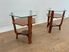A pair of glass toped walnut side tables british c 1930 - 1806731