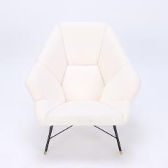 A pair of iron frame club chairs with upholstered seats contemporary  - 2319973
