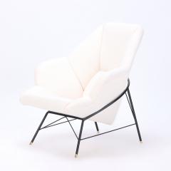 A pair of iron frame club chairs with upholstered seats contemporary  - 2319974