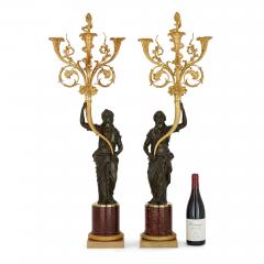 A pair of large French ormolu and patinated bronze candelabra - 2664923