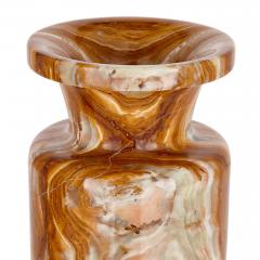 A pair of large decorative vases in red and green onyx - 3037255