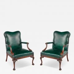 A pair of mahogany open armchairs in the style of Chippendale  - 3933993