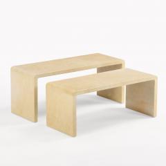 A pair of nesting parchment coffee tables in the manner of Jean Michel Frank  - 4366873