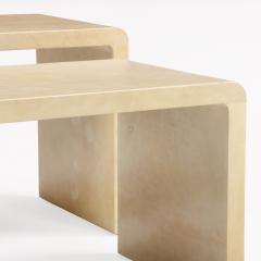 A pair of nesting parchment coffee tables in the manner of Jean Michel Frank  - 4366874