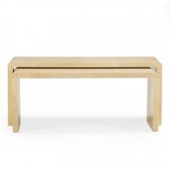 A pair of nesting parchment coffee tables in the manner of Jean Michel Frank  - 4366878