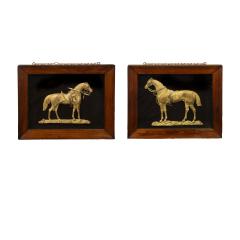 A pair of ormolu equine portraits of famous war horses Copenhagen Marengo  - 3454635