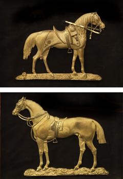 A pair of ormolu equine portraits of famous war horses Copenhagen Marengo  - 3454752